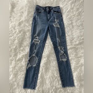 Abercrombie & Fitch Distressed Dark Blue Skinny Jeans